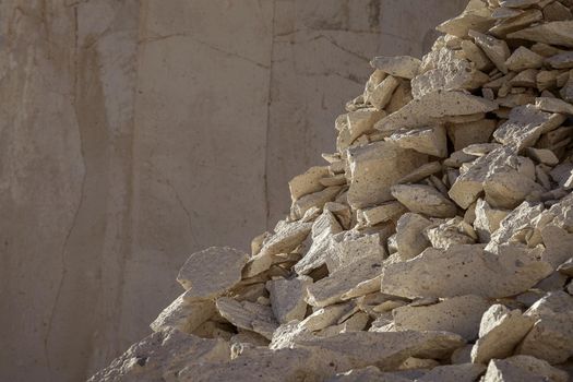 The famous sillar stone quarry, Peru. A light coloured volcanic rock used in many famous colonial buildings in Arequipa, leading to the name The White City.