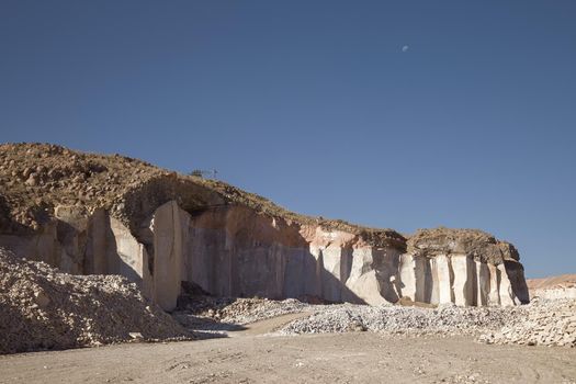 The famous sillar stone quarry, Peru. A light coloured volcanic rock used in many famous colonial buildings in Arequipa, leading to the name The White City.