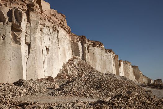 The famous sillar stone quarry, Peru. A light coloured volcanic rock used in many famous colonial buildings in Arequipa, leading to the name The White City.