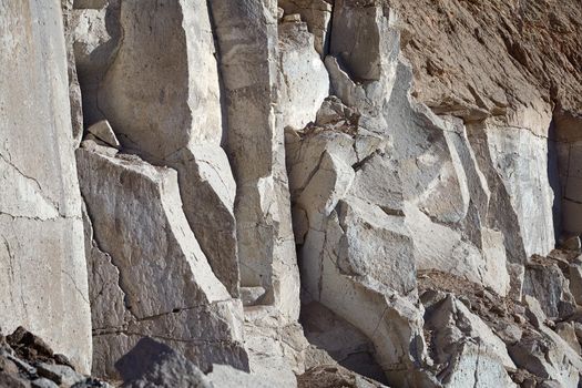 The famous sillar stone quarry, Peru. A light coloured volcanic rock used in many famous colonial buildings in Arequipa, leading to the name The White City.