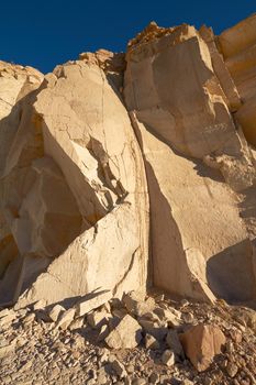 The famous sillar stone quarry, Peru. A light coloured volcanic rock used in many famous colonial buildings in Arequipa, leading to the name The White City.