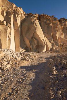 The famous sillar stone quarry, Peru. A light coloured volcanic rock used in many famous colonial buildings in Arequipa, leading to the name The White City.