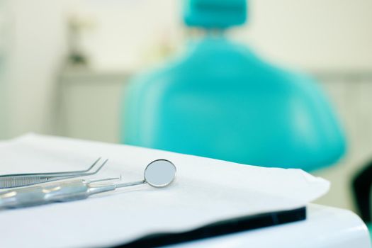 Still life of various tools of a dentist waiting to be used in the surgery