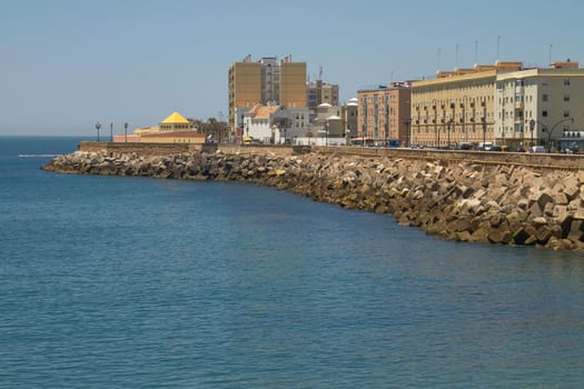 Ancient City of Cadiz on the Spanish Atlantic Coast in Andalusia, Spain.