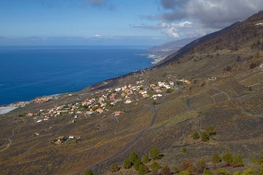 View of Village from San Antonio Volcano on Las Palmas at Canary Islands.