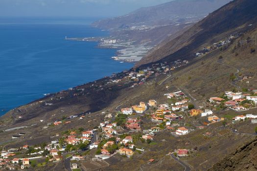 View of Village from San Antonio Volcano on Las Palmas at Canary Islands.