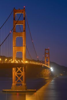 Golden Gate Bridge at Night in San Francisco, California, United States.