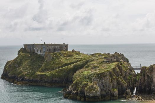 Castle at Tenby, an ancient walled town; now a tourist destination in the county of Pembrokeshire, south Wales, UK.