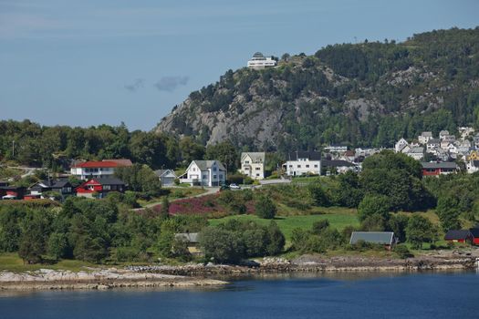 Beautiful view of Alesund, port town on the west coast of Norway, at the entrance to the Geirangerfjord.