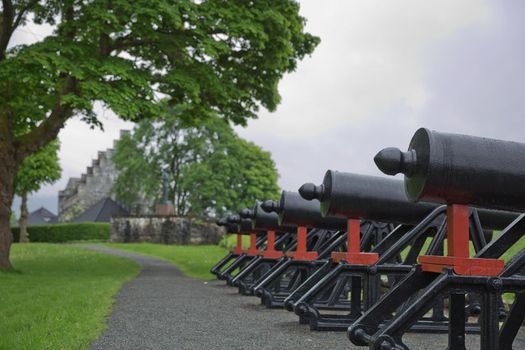 City defense canons placed at the castle in Bergen, Norway.