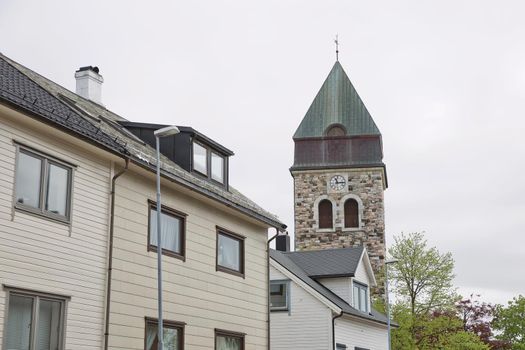 View of a historical stone church in Alesund Norway.