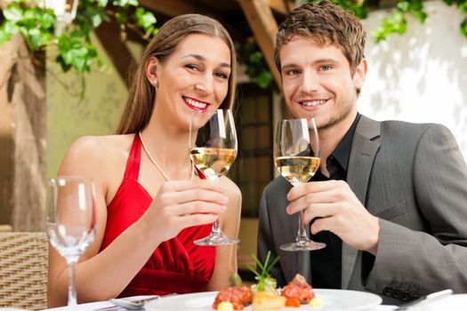 Couple for romantic Dinner or lunch in a gourmet restaurant
