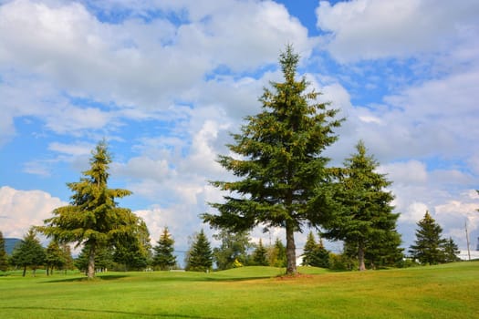 Summer landscape in Bromont eastern township Quebec Province Canada