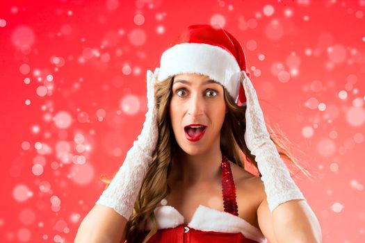 Santa Claus woman being surprised