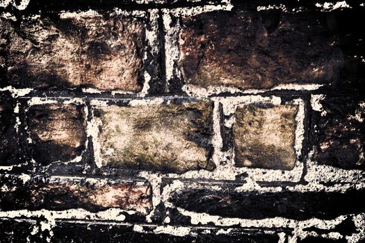 Aged and weathered old brick wall texture in a vintage retro design 