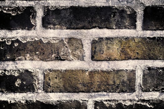 Aged and weathered old brick wall texture in a vintage retro design 