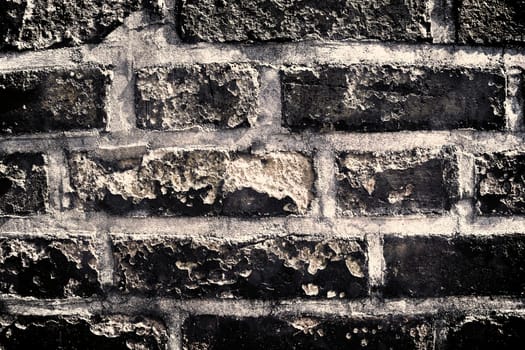 Aged and weathered old brick wall texture in a vintage retro design 