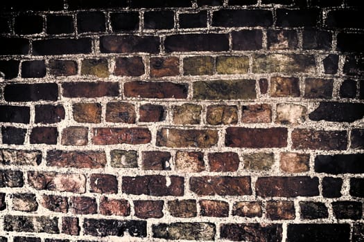 Aged and weathered old brick wall texture in a vintage retro design 