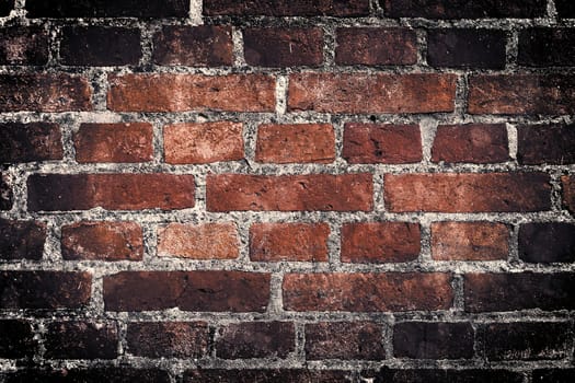 Aged and weathered old brick wall texture in a vintage retro design 