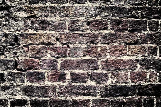 Aged and weathered old brick wall texture in a vintage retro design 