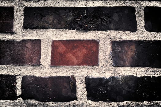 Aged and weathered old brick wall texture in a vintage retro design 