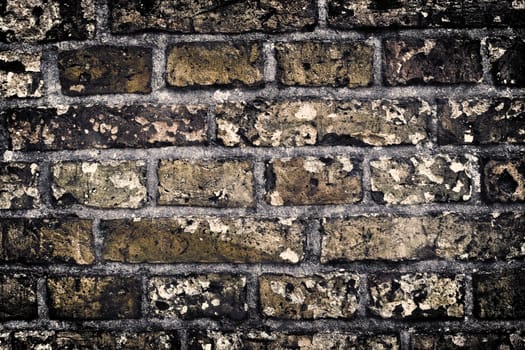 Aged and weathered old brick wall texture in a vintage retro design 