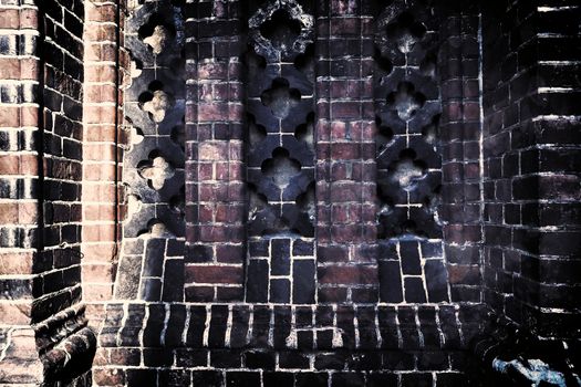 Aged and weathered old brick wall texture in a vintage retro design 