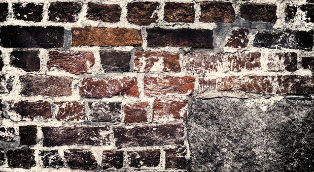 Aged and weathered old brick wall texture in a vintage retro design 