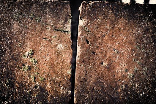 Aged and weathered old brick wall texture in a vintage retro design 