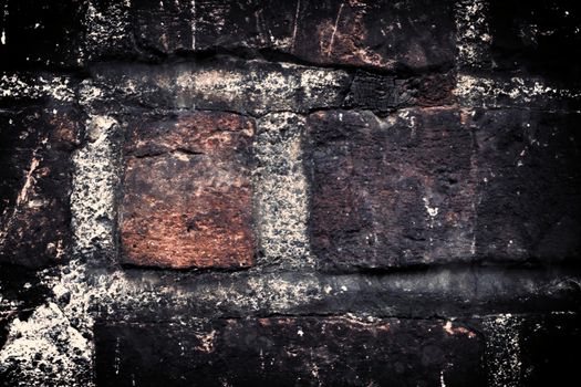 Aged and weathered old brick wall texture in a vintage retro design 