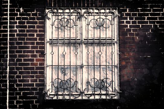 Aged and weathered old brick wall texture in a vintage retro design 