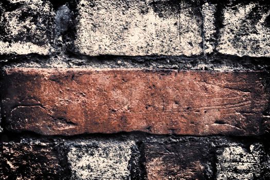 Aged and weathered old brick wall texture in a vintage retro design 