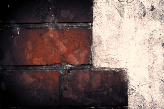 Aged and weathered old brick wall texture in a vintage retro design 