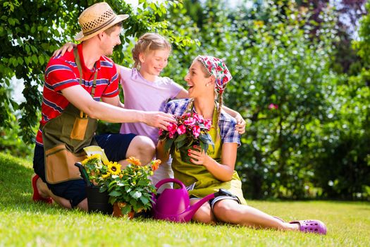 Family gardening in Garden having fun