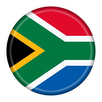 A Republic of South Africa flag button 3d illustration with clipping path
