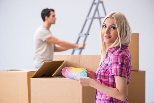 Young family preparing for home renovation