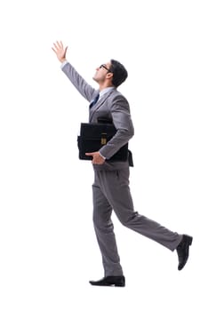 Businessman with briefcase isolated on white 
