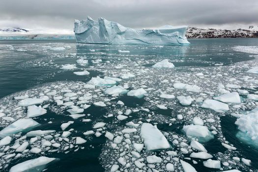 Panoramic image of polar caps in antarctica, polar caps near water in antarctica