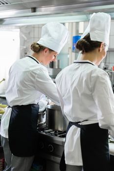 Team of female Chefs working in commercial catering kitchen