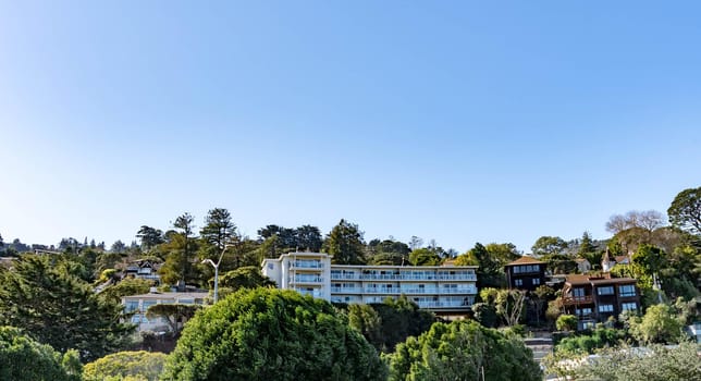 Landscape view of Sausalito Residential area and parks, San Francisco, California, USA, March 31, 2020