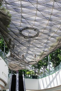 Singapore - Dec 28, 2019: Manulife Sky Nets - Walking. Jewel Changi Airport is a mixed-use development at Changi Airport in Singapore,opened in April 2019.