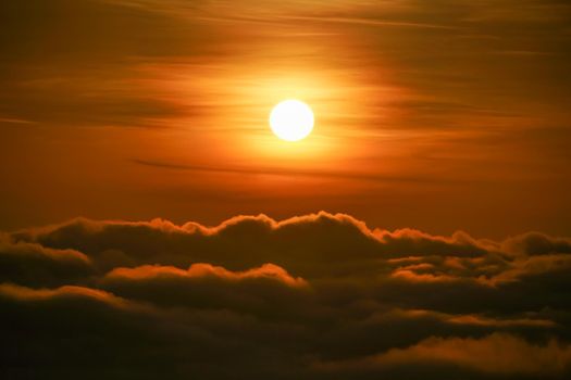 Beautiful sunrise cloudy sky from aerial view