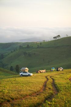 Camping in a beautiful place at the mountain