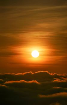 Beautiful sunrise cloudy sky from aerial view