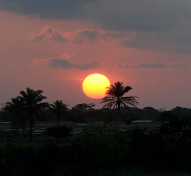 mucuri, bahia / brazil - december 12, 2008: sunset is seen in the city of Mucuri.