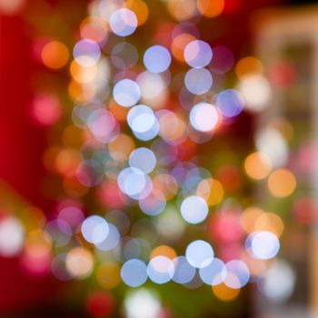 Christmas baubles on tree - bokeh shot