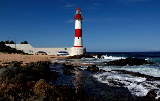 salvador, bahia / brazil - May 8, 2013: View of Itapua Lighthouse in the city of Salvador.


