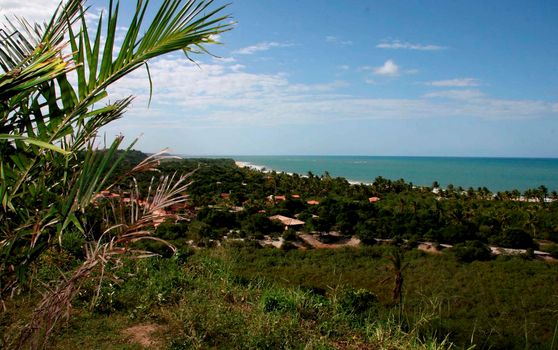 porto seguro, bahia / brazil - may 8, 2010: Aerial view of Nativos beach in the Tancoso district, in Porto Seguro.

