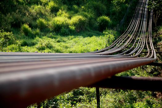mata de sao joao, bahia / brazil - novembro 8, 2020: pipeline for the transportation of oil in a Petrobras company station in the city of Mata de Sao Joao.