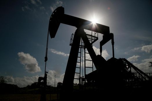 mata de sao joao, bahia / brazil - novembro 8, 2020: oil exploration machine is seen in Petrobras' field of action in the city of Mata de Sao Joao.